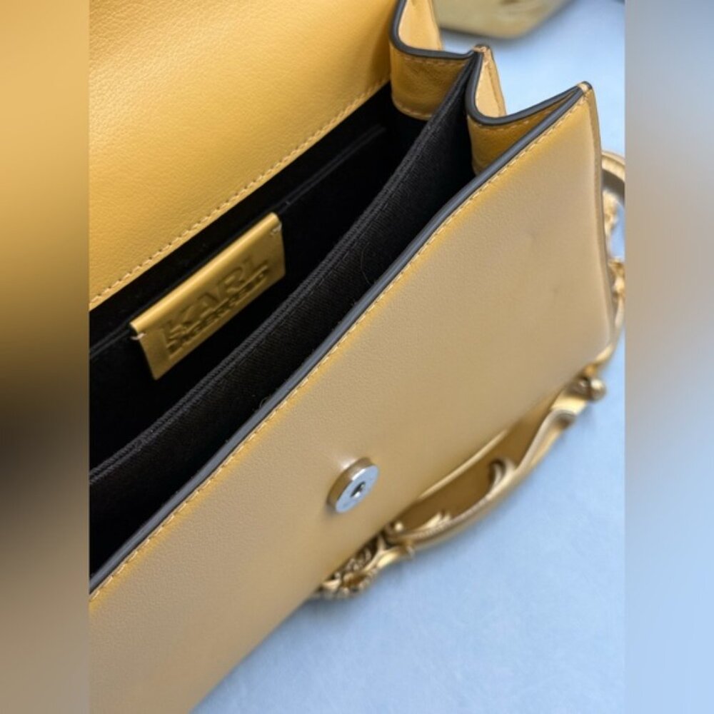 🆕 KARL LAGERFELD 🧿 NWOT K/Signature Medium Crossbody Bag, Trench Beige Yellow - Picture 12 of 16